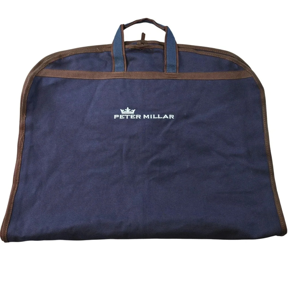 Peter Millar Garment Bag Blue 39in Canvas Soft Case Clothing Compartment
